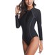 thumbnail image 1 of Traje de baño de surf para mujer, traje de baño de una pieza de manga larga con cremallera y protección UV, traje de baño azul lago L, 1 of 5