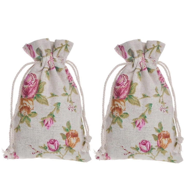20pcs Floral Drawstring Cotton Linen Storage Bag Gift Candy Tea Jewelry Organizer Makeup Cosmetic Coins Keys Bags 10x14cm