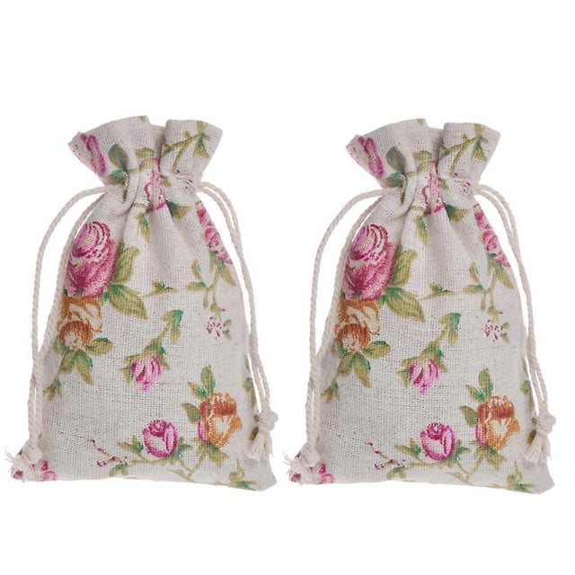 20pcs Floral Drawstring Cotton Linen Storage Bag Gift Candy Tea Jewelry Organizer Makeup Cosmetic Coins Keys Bags 10x14cm