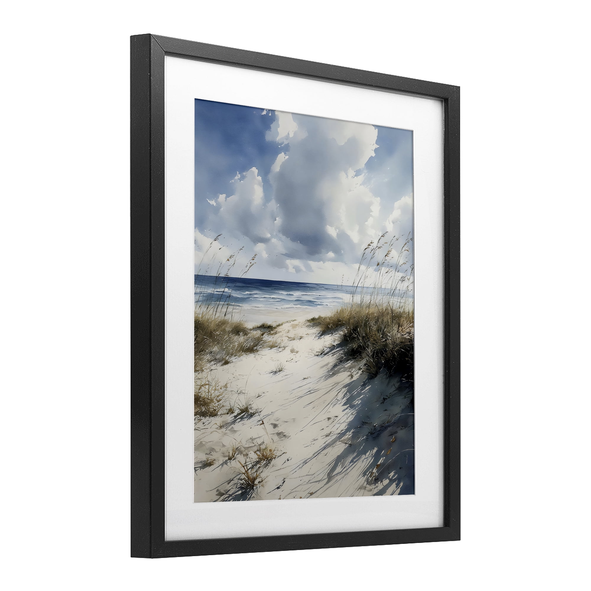 Stupell Industries Dune Beach at Midday Black Framed Print Under Glass, design by Franklyn Gregory