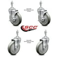 thumbnail image 2 of 5 Inch Gray Polyurethane Wheel Swivel 3/8 Inch Threaded Stem Caster Set 2 Brakes, 2 of 2