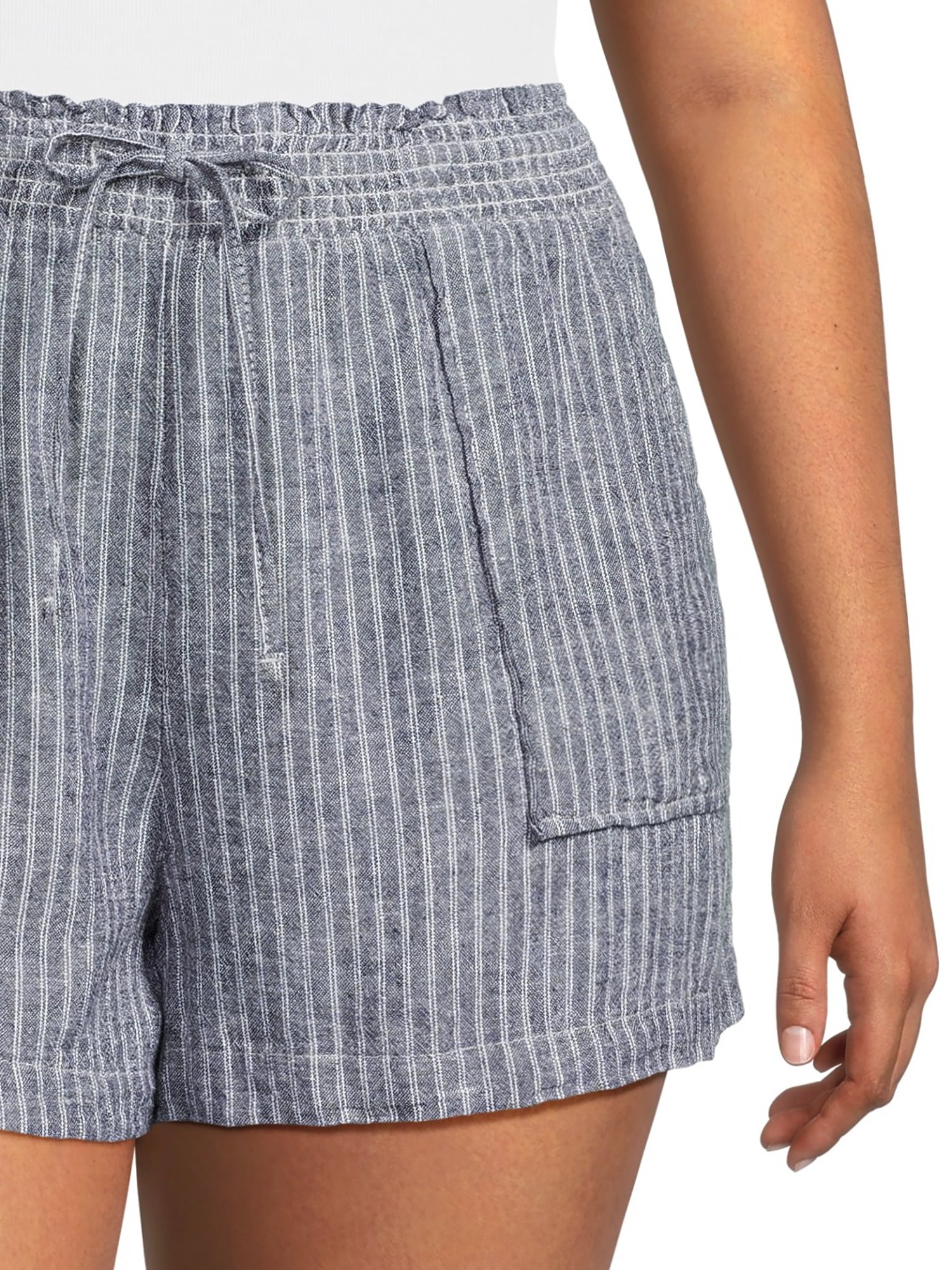 Time and Tru Women's Linen Blend Shorts with Smocked Waist, Sizes XS-XXXL
