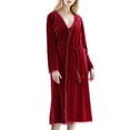 thumbnail image 2 of Womens Soft Pajama Clearance- Bathrobes Sexy Long Sleeve Silk Satin Plus Size Robe Sleepwear Wine Size L, 2 of 4