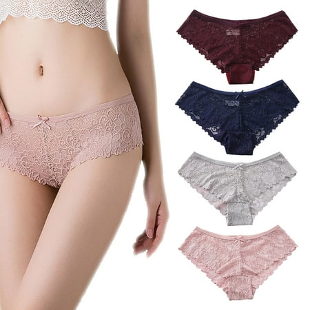 

Kisrais Womens Cheeky Underwear Lace Cotton Panties 4-Pack