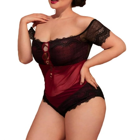 

Colorblock Teddies Plus Size Sexy Lingerie Women s Burgundy