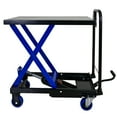thumbnail image 5 of CHEERFUN Hydraulic Lift Trolley, 500 LBS Capacity, Heavy-Duty Material Handling Cart with 4 Wheels, BLACK+BLUE, 5 of 11