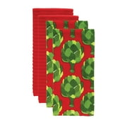 Solid and Print Kitchen Towel, Four Pack, Artichokes