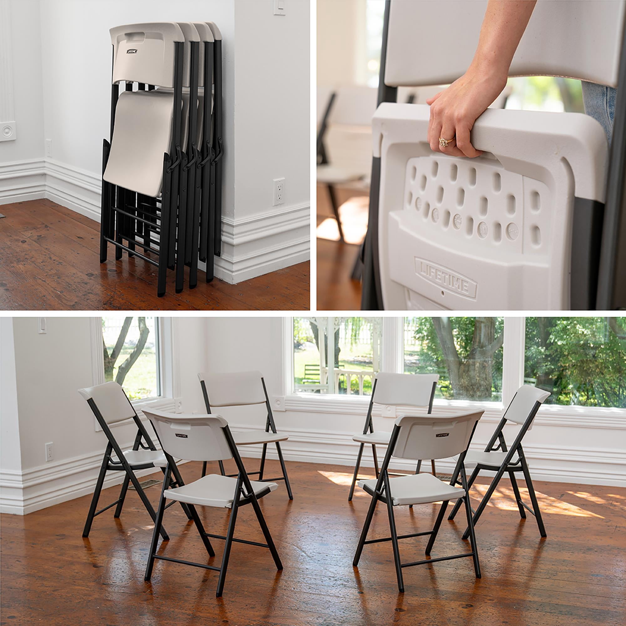 Lifetime A-Frame Folding Chair, Almond (Set of 4)-81171