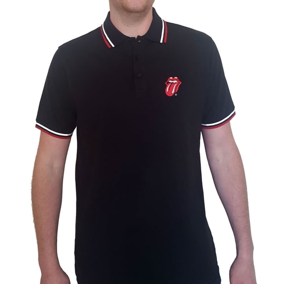 The Rolling Stones 'Classic Tongue' Polo Shirt Black Small