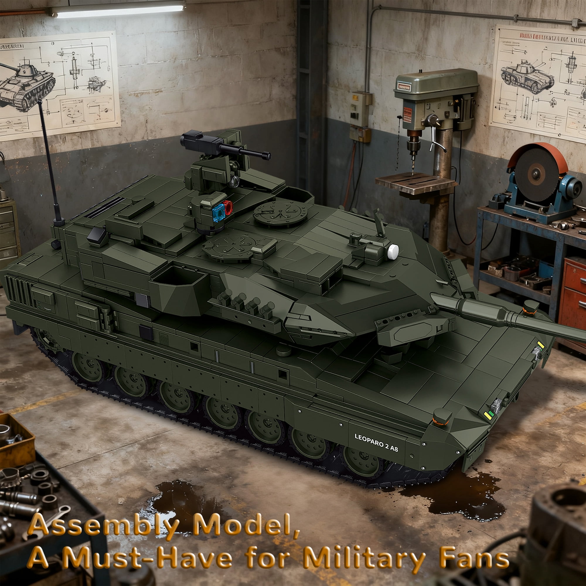 Remocguys Leopard 2 A8 Army Tank Building Sets, Compatible with Lego Military Vehicles Kits Model Collectible for Boys Adults -2306Pcs