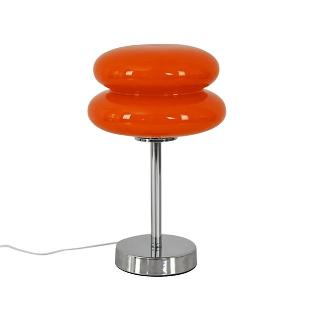 Lámpara de noche de cristal con forma de tarta de huevo, luz de 3 colores, luz ambiental de mesa, estilo retro. Naranja