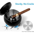 thumbnail image 3 of Ashtray for Cigarette  Stainless Steel Ashtray, Smokeless Odorless Ash Tray with Lids, Tabletop Ashtrays For Home Office Outdoor Balcony (Black), 3 of 7