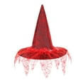 thumbnail image 4 of Sombreros de bruja de Halloween con punta puntiaguda, accesorios para disfraces de cosplay, disfraces de personajes Rojo, 4 of 7