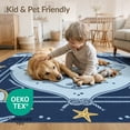 thumbnail image 4 of ODIKA 2'x3' Washable Accent Rug Pet Friendly, Bedside Mat Cartoon Animal Nautical Anchor Border Design Whale Sea Turtle Playful Expressive for Bedroom, Nursery, RV, 4 of 7