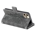 thumbnail image 4 of Feishell Zipper Wallet Case for iPhone 12 Pro Max,for Women Men,Stylish Embossed Pattern PU Leather Multi Card Slots Magnetic Clasp Flip Kickstand Crossbody Phone Case with Shoulder Strap,Gray, 4 of 10