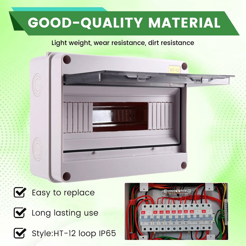 2X HT-12 Way IP65 Mcb Breaker Box Distribution Protection Box ABS Power Electronic Din Rail Enclosure