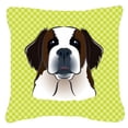 thumbnail image 2 of Checkerboard Blue Saint Bernard Fabric Decorative Pillow, 2 of 3