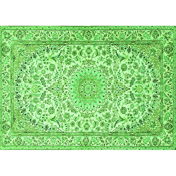 Ahgly Company Indoor Rectangle Medallion Green Traditional Area Rugs, 7' x 10'