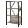thumbnail image 3 of 4 Tier Bookshelf with LED Lights, Bookcase with Open Display Shelves, Wood and Metal Standing Bookshelf with Storage Rack for Living Room Bedroom Home Office, 3 of 8