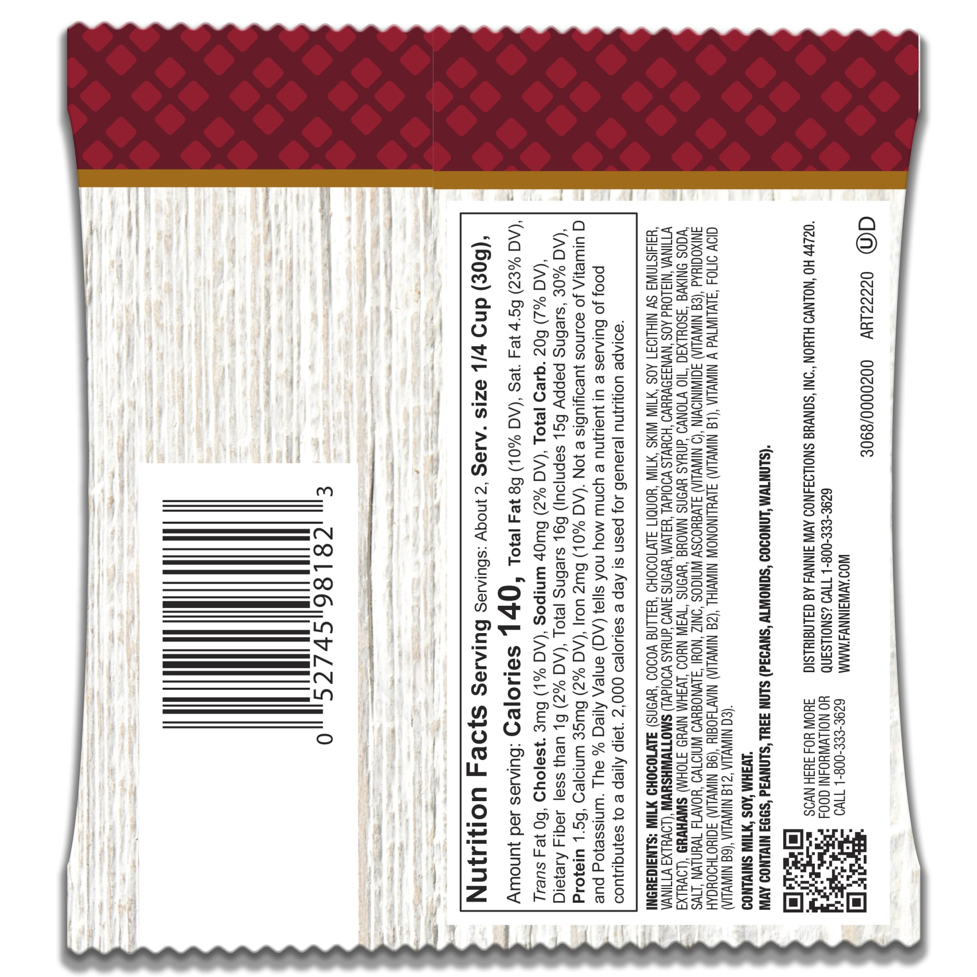 Fannie May, Milk Chocolate Candy, S'mores Snack Mix, 2 oz Gift Bag