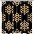 thumbnail image 4 of Christmas Shower Curtain Decor, Winter Snowflake Black and Gold Shower Curtain for Bathroom 72Wx72L Inch Polyester Fabric Bathroom Decoration Bath Curtains Hooks Included, 4 of 6