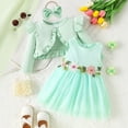 thumbnail image 4 of Mnyotv Baby Girl Tutu Dress with Cardigan Headband 3Pcs Set Floral Mesh Dresses Birthday Outfits for Girls Size 3-6Months, 4 of 6
