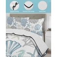 thumbnail image 4 of Quilts Twin Size, Navy Blue Teal Coastal Soft Comforter Bedding Set for Bed, Summer Beach Coral Shell Ocean Lightweight Quilted Bedspread with Pillow Cover(2 Pieces) for All Season, 68x86 Inch, 4 of 6