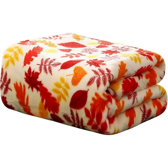Décor&More Autumn Harvest Fallr Collection Festive and Cuddly Holiday Microplush Throw Blanket (50" x 60") -Autumn Leaves