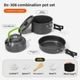 thumbnail image 1 of Eco-Friendly Outdoor Camping Cookware Set for 2-3 People: Lightweight Hard Anodized Aluminum with Heat-Efficient Design, Includes Teapot & Tableware, Customizable Branding, Black DS-308 Picnic, 1 of 6