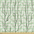 thumbnail image 2 of Ambesonne Leaves Fabric by the Yard Upholstery, Branches with Leaf Motifs, 1 Yard, Eggshell Dark Pine Green, 2 of 5