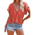 thumbnail image 2 of Blusa estampada con cuello en V, blusa estampada con botones para mujer, blusa estampada con botones para mujer, blusa con botones para mujer, diseño elevado, 2 of 6