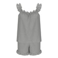 thumbnail image 2 of PoureLoom Womens Pajama Sets Summer Pjs Sets Cami Top and Shorts Loungewear with Ruffle Trim Summer Cute Bridal Pjs Set Tank Top and Shorts Sleepwear Summer Home Sleep Sets Gray XL, 2 of 4