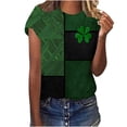 thumbnail image 2 of Plus Size JSKUMAR St Patrick's Day Short Sleeve Shirts for Women Stylish Shamrock Graphic Tee Funny Heart Printed Tops (Green-22,4XL), 2 of 7