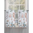thumbnail image 5 of Seahorse Coastal 2 Panel Kitchen Curtains for Windows, Summer Beach Ocean Shell Jellyfish Starfish Bathroom Privacy Curtain, Home Décor Window Treatment for Bedroom/Living Room 55"x45", 5 of 6
