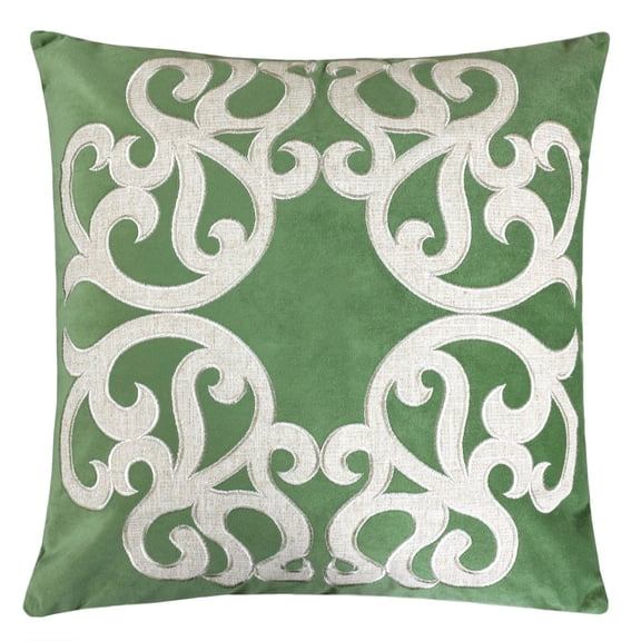 Dora Vintage Vine Throw Pillow 20x20" Polyester Velvet Floral Embroidered Cushion