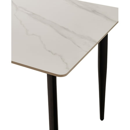 Modern Sintered Stone Dining Table 55-Inch Rectangular White Kitchen & Living Room Table with Metal Legs, Scratch & Stain Resistant, for 4-6, Table Only