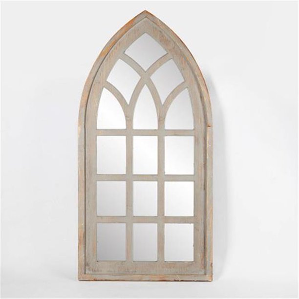 Luxen Home Wood Frame Cathedral Window Wall Mirror
