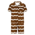 thumbnail image 4 of YABCSAZ Mens Pajama Set Short Slevee V Neck Striped Button Down Shirt Tops and Wide Leg Bermuda Shorts Summer Casual Loose Fit Sleepwear Outfits Home Lounge Set, 4 of 4