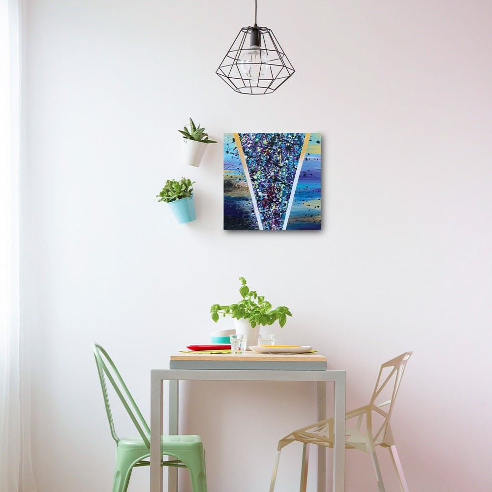 Splatter Design by Artist Sarah Wahl - 14"x14" Canvas Artwork - Multi-Color 30 x 30