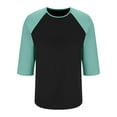 thumbnail image 4 of Inleife Three Quarter Sleeve Tops for Women Plus Size Color Blocked Tops Women's 3/4 Sleeved Crewneck Loose Blouses, 4 of 6