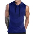 thumbnail image 2 of Njoeus Men's Gym Workout Hooded Tank Tops Running Bodybuilding Muscle Shirt for Men Mesh Breathable Sleeveless Big & Tall Hoodies Tops Mens Athletic Basketball Tees Shirt 2X 3X 4X Blue Clearance, 2 of 5