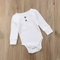 thumbnail image 3 of WIBACKER Newborn Unisex Baby Romper Infant Solid Ribbed Long Sleeve Bodysuit 1Pcs, 3 of 7