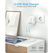 LENCENT European Travel Plug Adapter,International USA to EU outlet adapter with 2 USB 2 Type-C,Foldable Power Plug adapter,8 in 1 usb c wall Charger