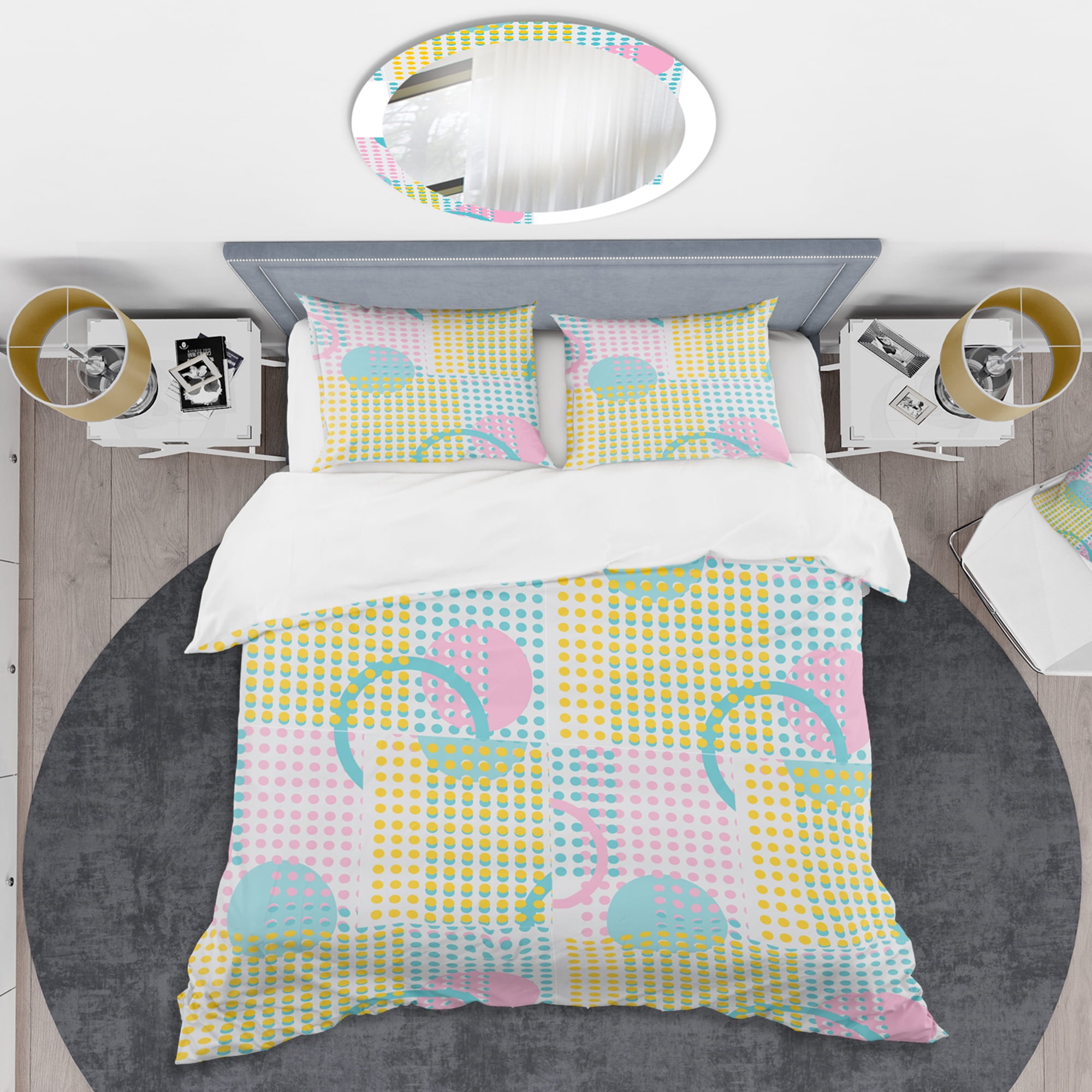 Designart 'Circular Retro Geometry I ' Mid-Century Modern Duvet Cover Set