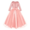 thumbnail image 4 of FYMNSI Christmas Velvet Princess Dress for Girls Evening Fancy Dresses Pageant Party Long Sleeve Gowns 9-10T Pink, 4 of 6