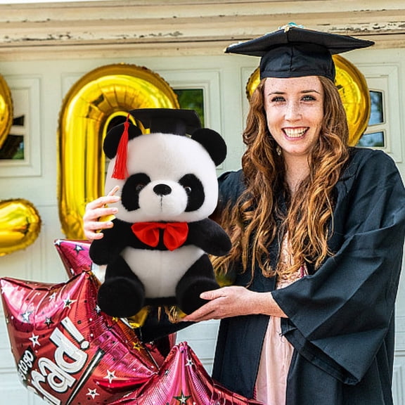 2026 Graduation Panda Bear with Black Cap Graduation Gift Stuffed Animal Graduation Plush Panda Bear Class of Graduation Decoration for College Graduation Valentines Day Gifts Birthday Gifts