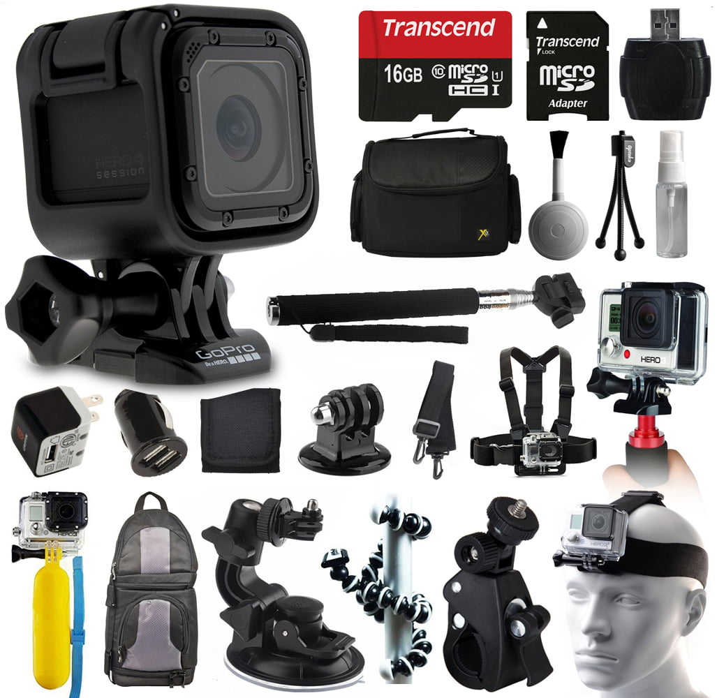 Gopro Hero Session Hd Action Camera Chdhs 102 All You Need 16gb Accessories Kit With Microsd Card Case Selfie Stick Chest Head Strap Car Bike Mount Backpack Travel