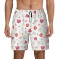 thumbnail image 3 of Uemuo Red coral and scallop seashell Pattern Mens Swim Trunks Quick Dry Board Shorts with Mesh Lining, Stretch Beach Shorts Quick Dry No-Chafing Board Shorts-, 3 of 9