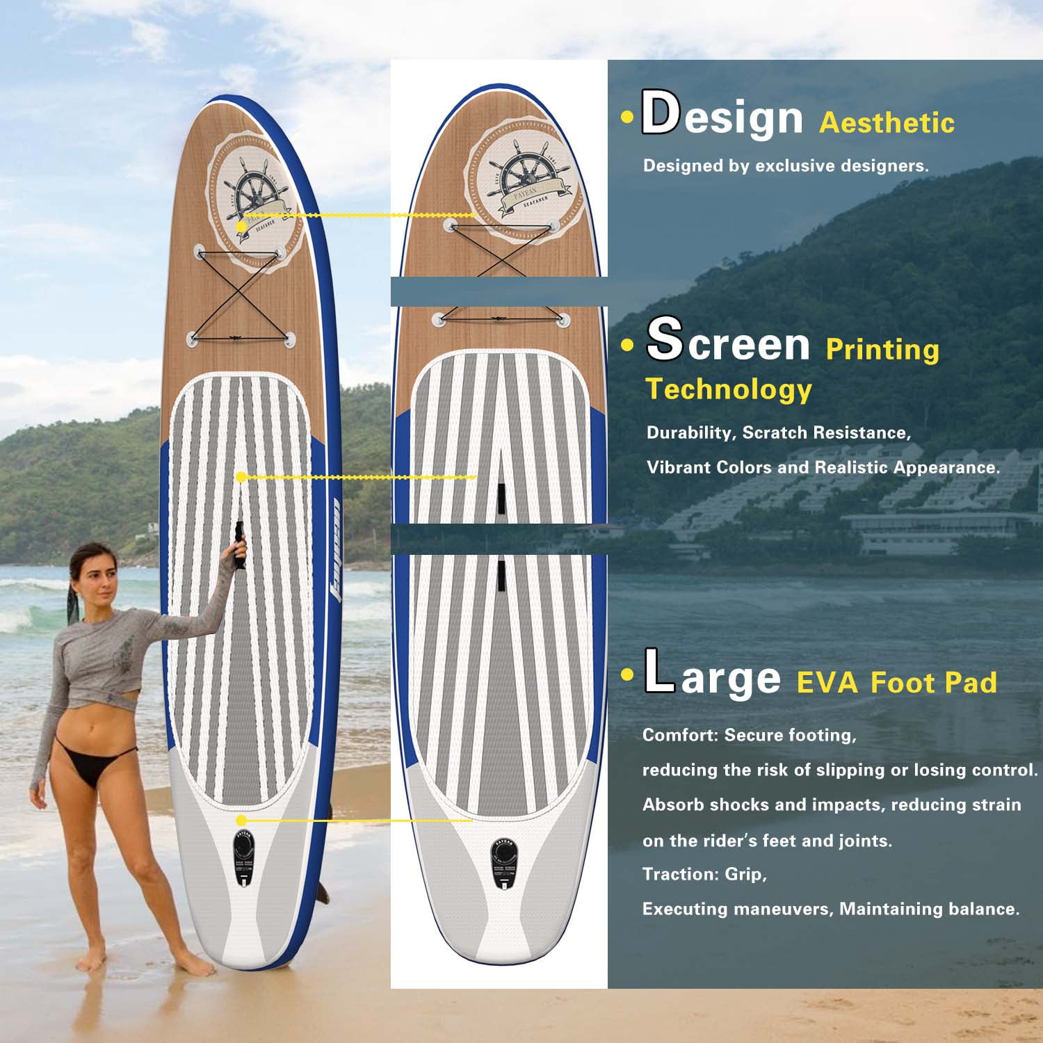 Inflatable Stand Up Paddle Board Non-Slip Deck Complete SUP Accessories 10.5'/11' x 33" x 6"
