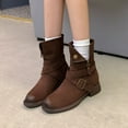 thumbnail image 5 of YLYL Women's Suede Knee High Boots with Buckle Hidden Heel Slip on Fashion Casual Riding Boots, 5 of 9